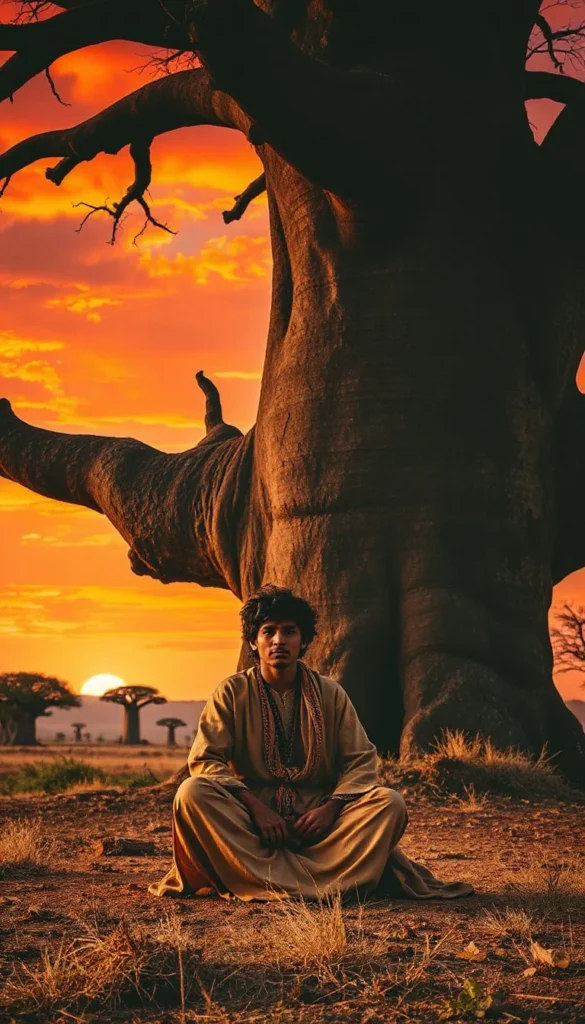 Baobab tree sunset